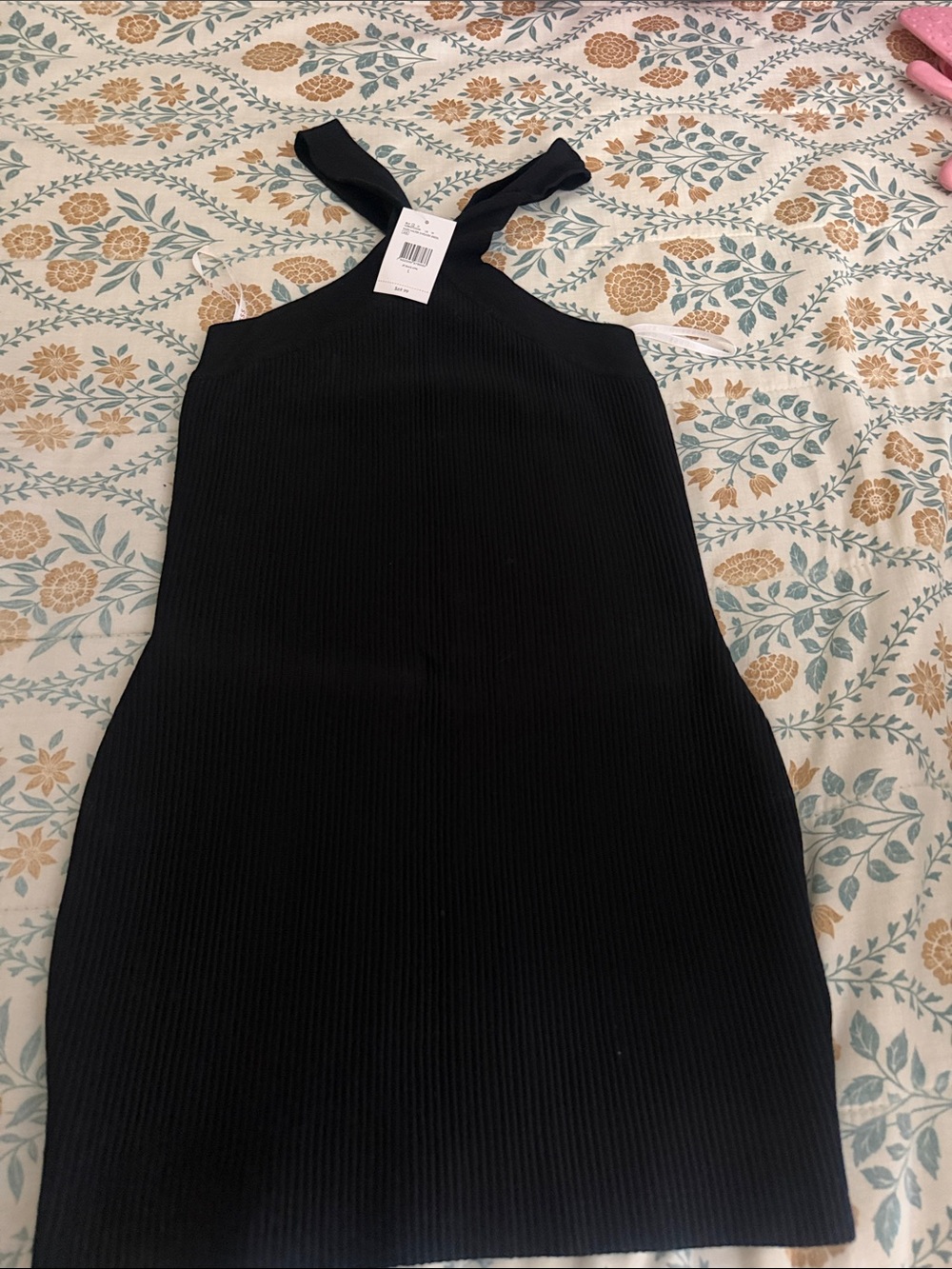G by Guess Black Ribbed Halter Mini Dress
